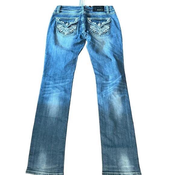 Grace in LA Embellished Straight Leg Jeans  Denim Bejeweled Pockets Size 29 - Picture 4 of 12